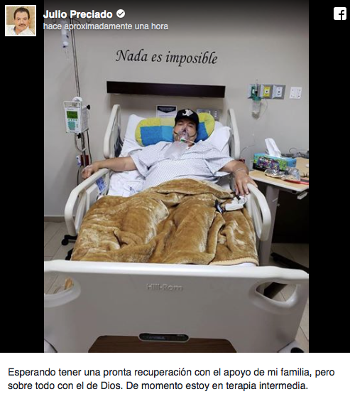 Julio Preciado se encuentra hospitalizado de gravedad