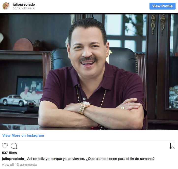 Julio Preciado se encuentra hospitalizado de gravedad