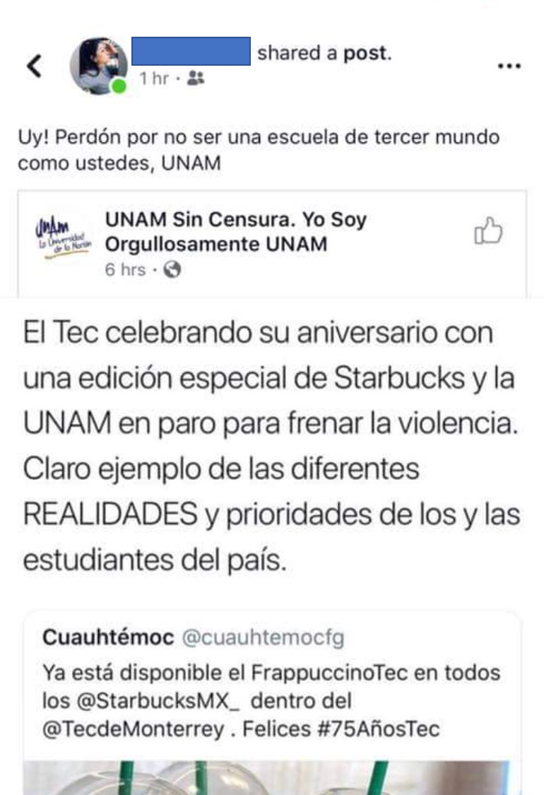 Alumna del TEC llama estudiantes de tercer mundo a UNAM
