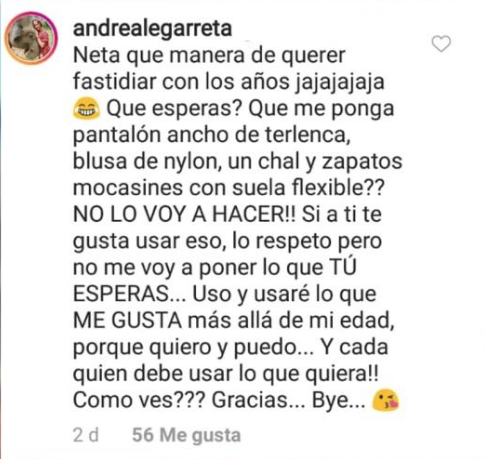 Andrea Legarreta criticada por su ropa