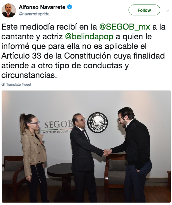 Belinda No Será Deportada De México