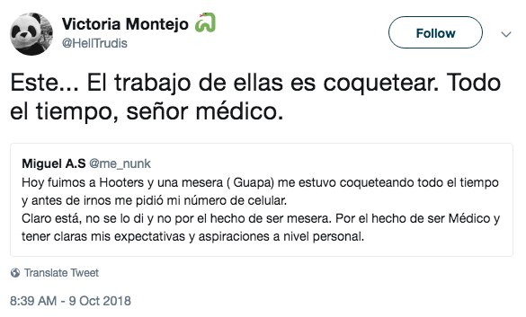 Médico rechaza mesera porque no está a nivel del Paracetamol