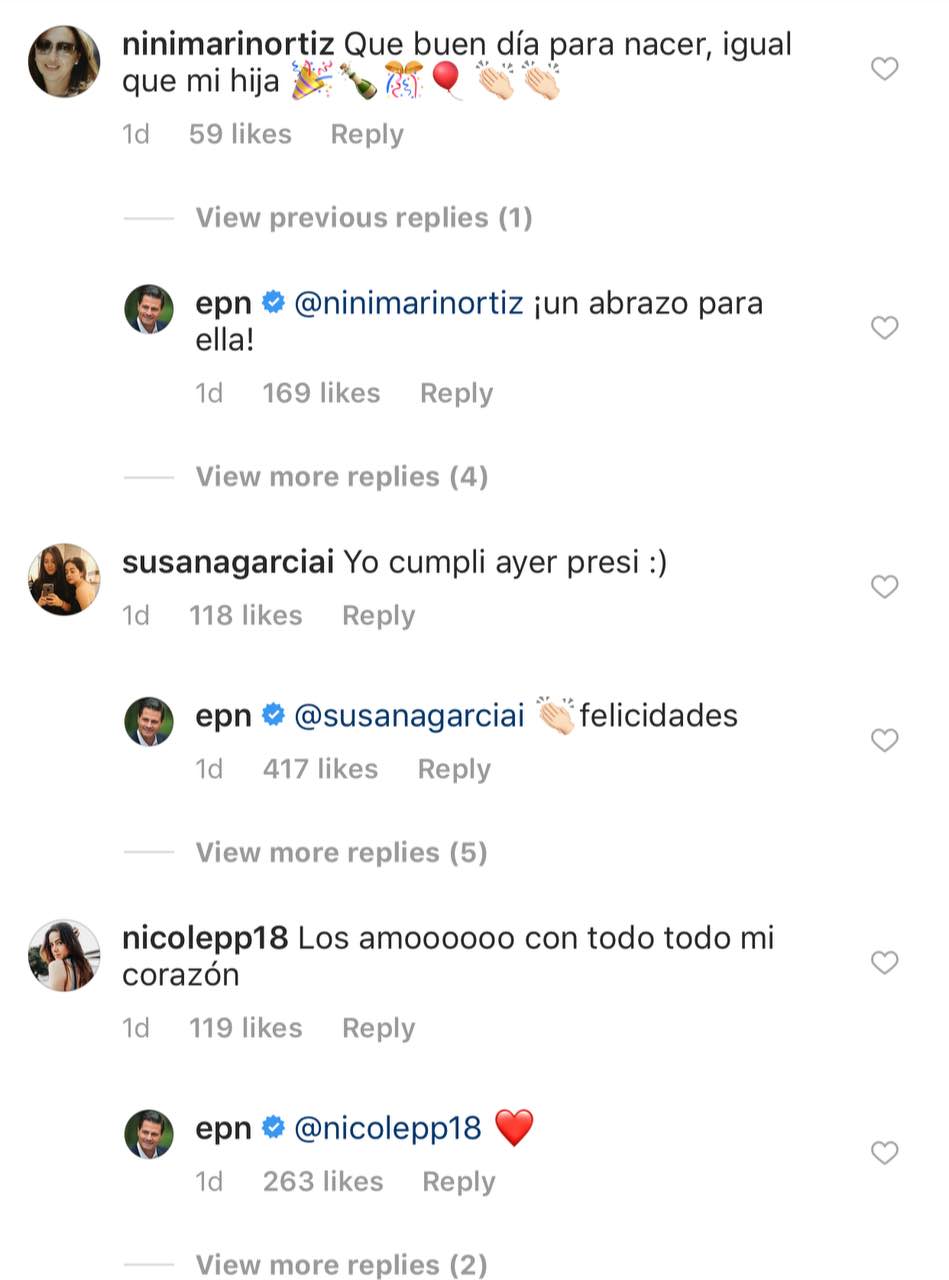 Enrique Peña Nieto responde comentarios en Instagram