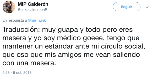 Médico rechaza mesera porque no está a nivel del Paracetamol