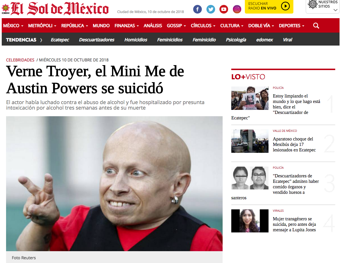 Los medios volvieron a matar a Mini Me