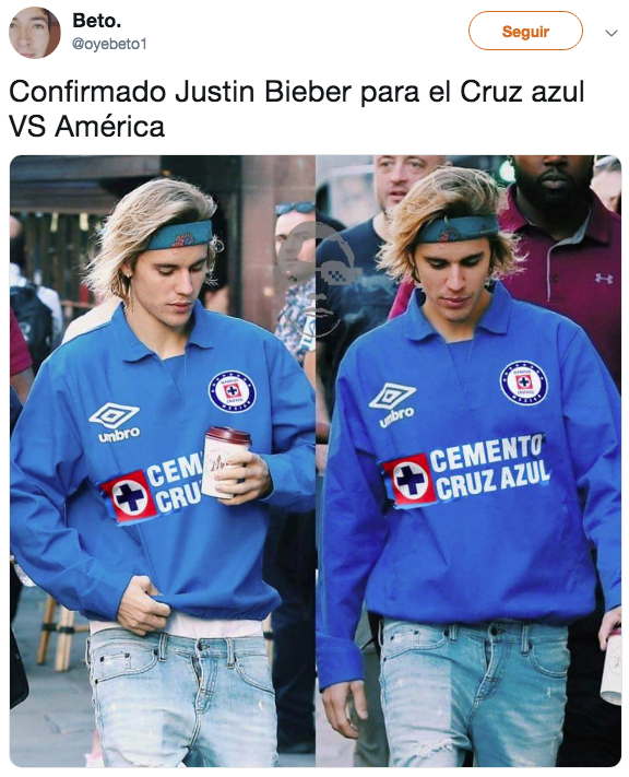 Acaso ese es Justin Bieber con una playera del Cruz Azul