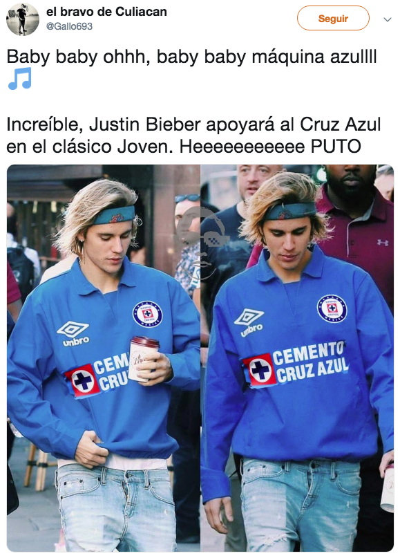 Acaso ese es Justin Bieber con una playera del Cruz Azul