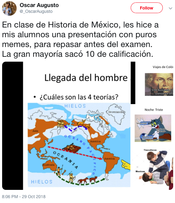 Este genio dio una clase de historia con puros memes