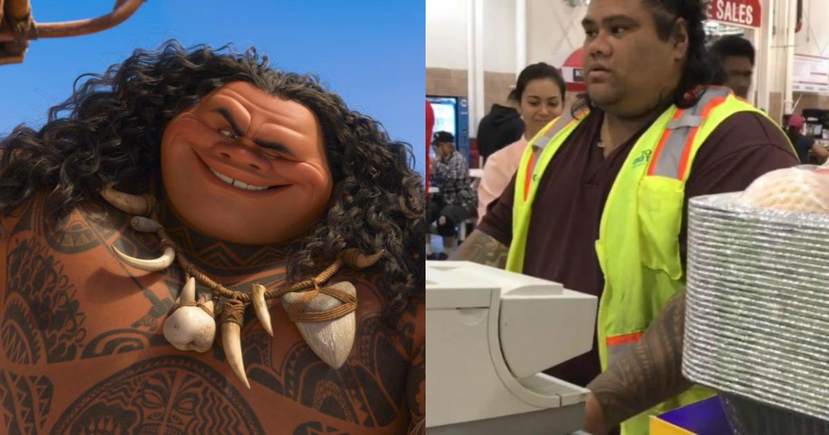 Cajero finge Maui de Moana para no romper ilusión a niñas