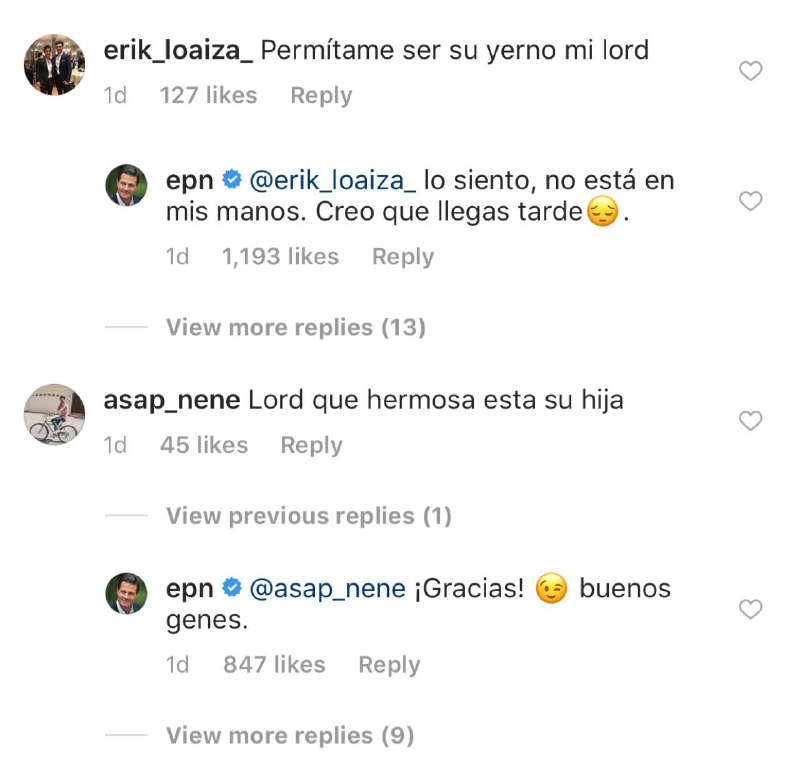 Enrique Peña Nieto responde comentarios en Instagram