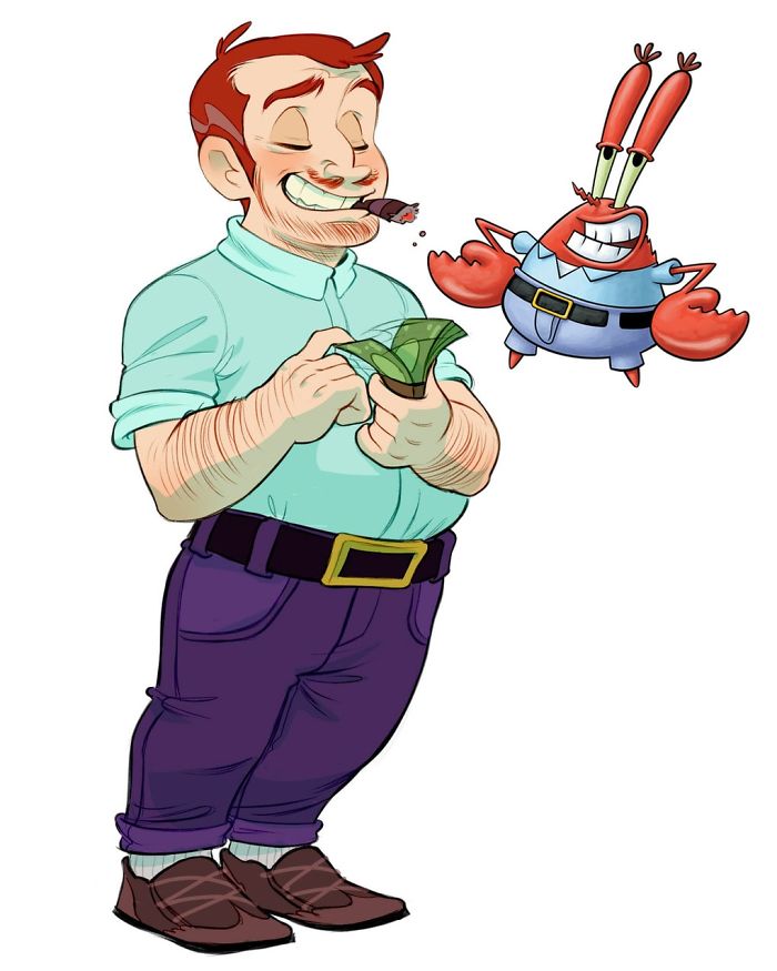 Personajes Bob Esponja Iustración Humana