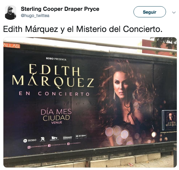 Edith Marquez anuncia concierto sin datos