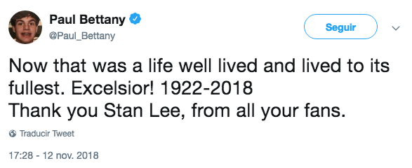 Reacciones a la muerte de Stan Lee