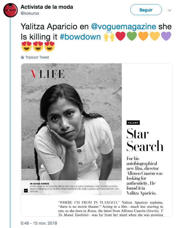 yalitza aparicio sale en paginas de Vanity Fair