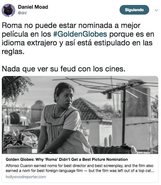 Reacciones a las nominaciones de los Golden Globe