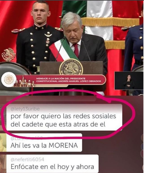 Memes del Cadete en discuro de AMLO en Cuarta Transformación