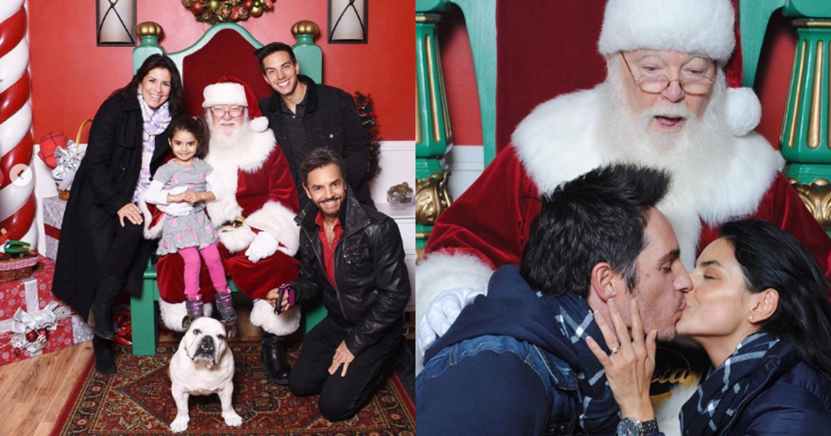 Navidad Familia Derbez, Eugenio Derbez Familia, Foto Navideña Photoshop, Eugenio Derbez, Aislinn Derbez, Jose Eduardo Derbez