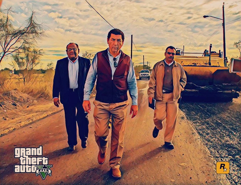 Alcalde de Matamoros se convierte en meme con foto de obra de pavimento