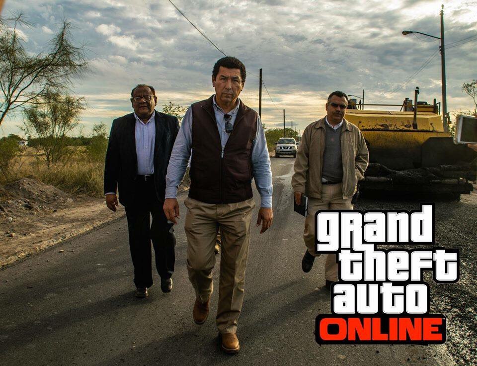 Alcalde de Matamoros se convierte en meme con foto de obra de pavimento