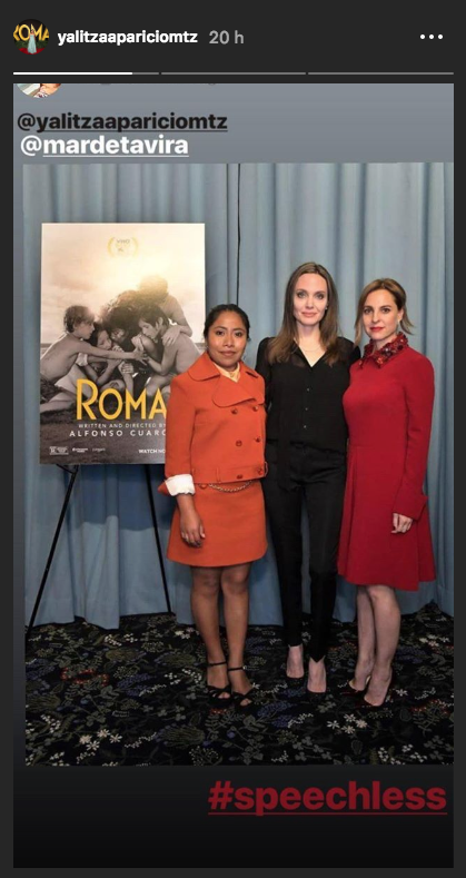 Yalitza Aparicio y Angelina Jolie se reúnen para función especial de Roma