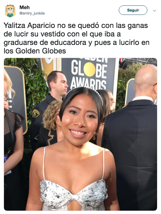 Critican vestido de Yalitza Aparicio en los Golden Globes