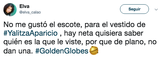 Critican vestido de Yalitza Aparicio en los Golden Globes