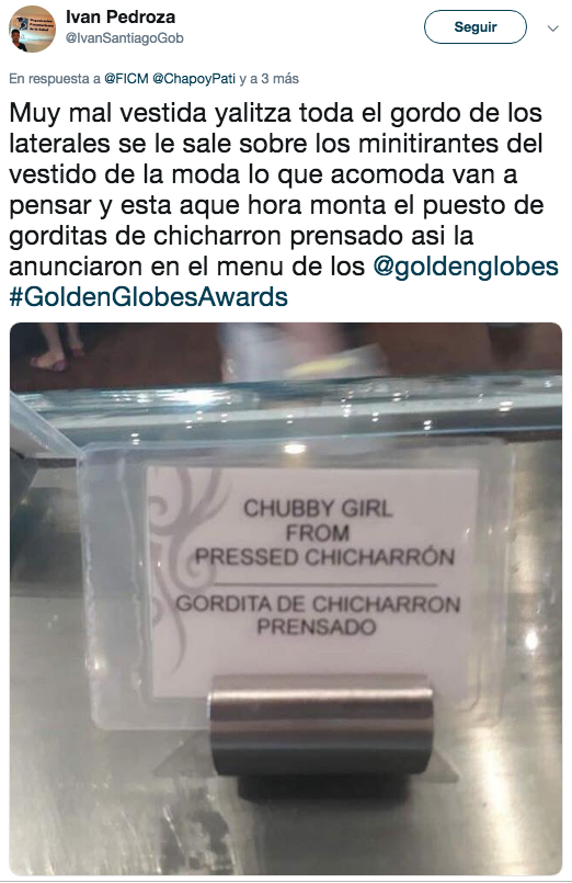 Critican vestido de Yalitza Aparicio en los Golden Globes