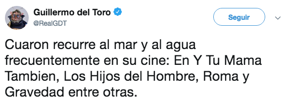 Guillermo del Toro analizó el trabajo de Cuarón en Roma
