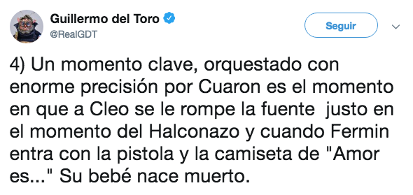 Guillermo del Toro analizó el trabajo de Cuarón en Roma