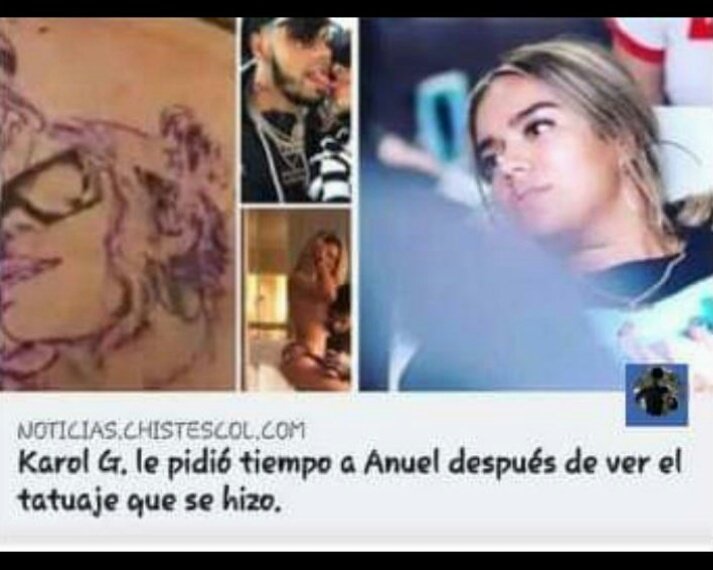 Memes del tatuaje de Anuel AA con Karol G
