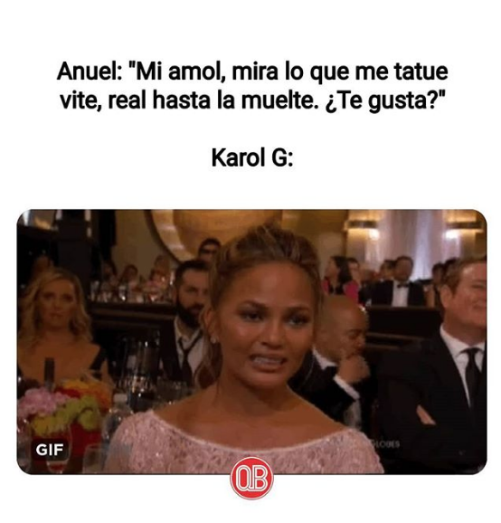 Memes del tatuaje de Anuel AA con Karol G