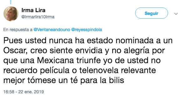 Patricia Reyes Spíndola no cree que Yalitza Aparicio logre destacar en la actuación