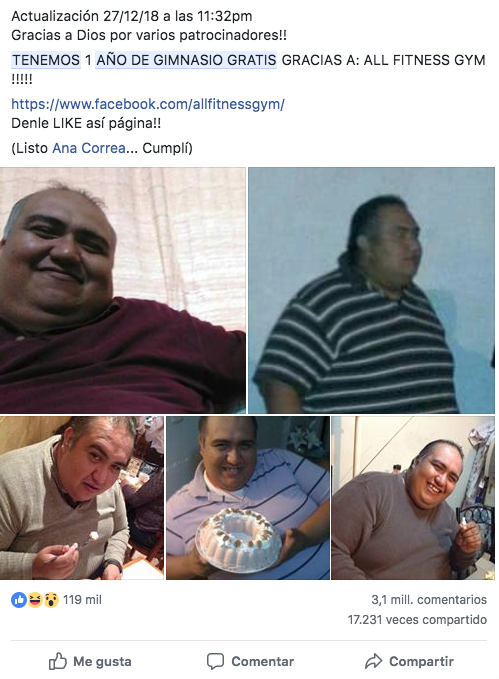 Reta a Facebook con tres millones de comentarios y ahora se inscribe al gimnasio