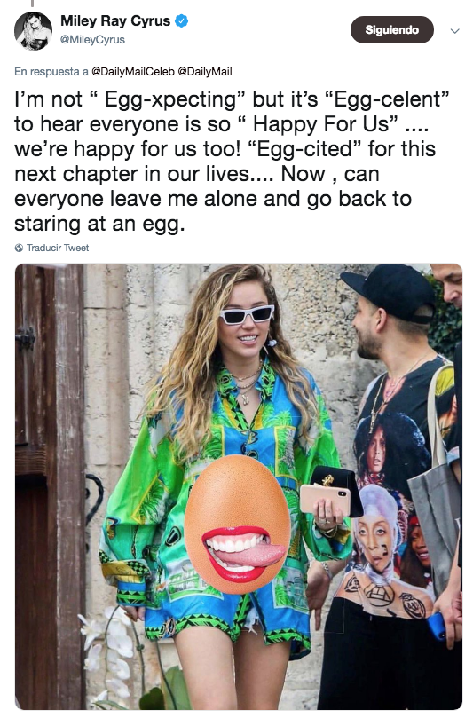 Miley Cyrus desmiente embarazo con el huevo que le ganó a kylie Jenner