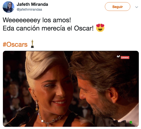 Lady Gaga y Bradley Cooper se ganaron los Oscar