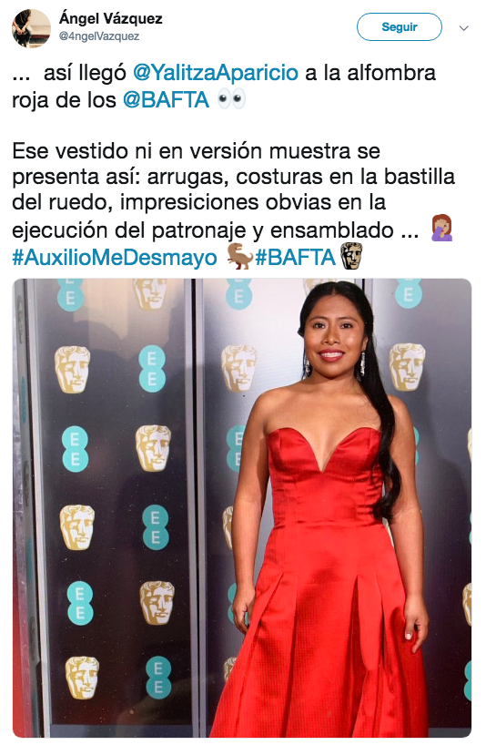 Vestido de Yalitza Aparicio genera polémica en Twitter