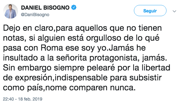 Daniel Bisogno llama ladrón de autopartes a actor de Roma