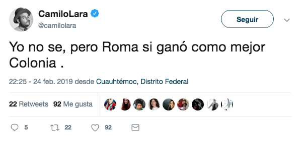 Famosos reaccionan al triunfo de Roma en el Oscar