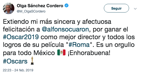 Famosos reaccionan al triunfo de Roma en el Oscar