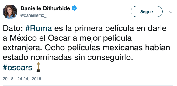 Famosos reaccionan al triunfo de Roma en el Oscar