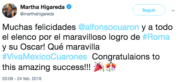 Famosos reaccionan al triunfo de Roma en el Oscar