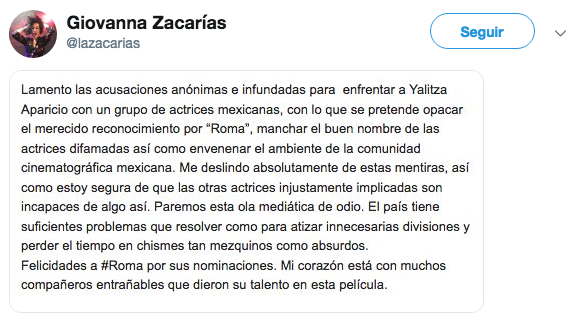 Actrices desmienten complot contra Yalitza Aparicio