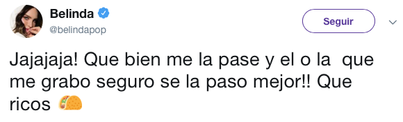 Belinda comiendo tacos y cantando cumbias