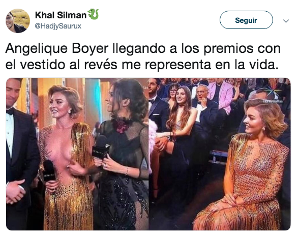 Angelique Boyer usa vestido al revés