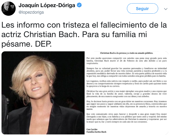 Así se despidieron los famosos de Christian Bach