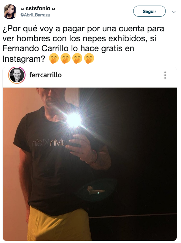 Fernando Carrillo publica foto con erección