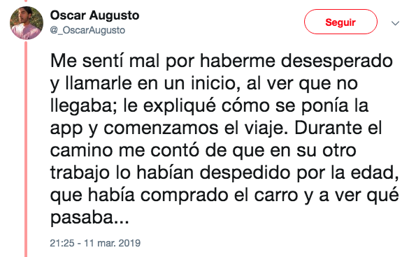 Joven ayuda a conductor de la tercera edad en Didi