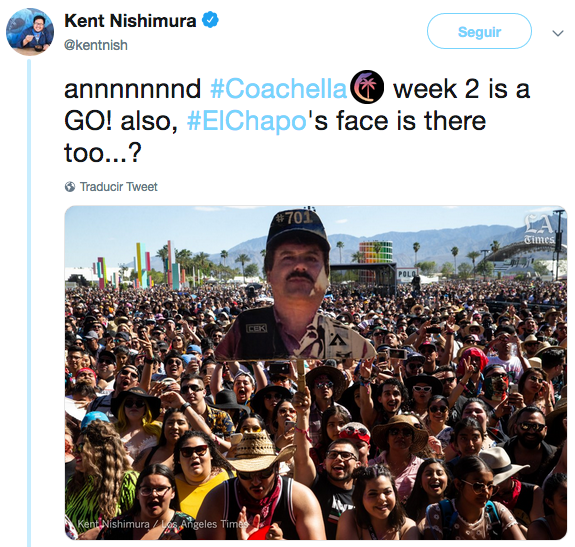 Foto del Chapo Guzmán en los Tucanes de Tijuana en Coachella
