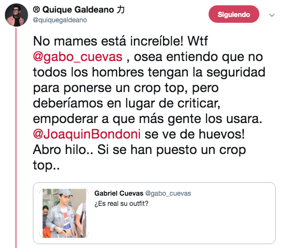 Periodista critica a Joaquí Bondoni por su look