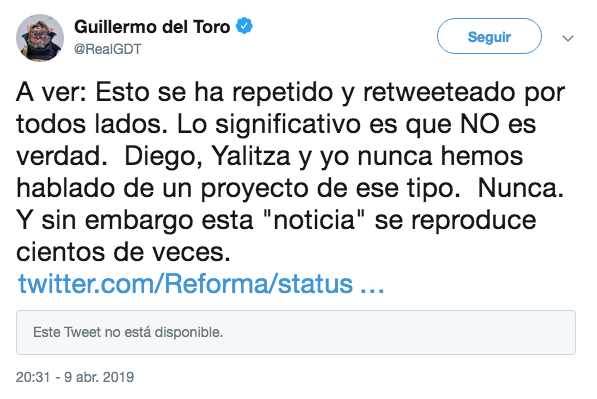 Guillermo del Toro desmiente trabajar con Yalitza Aparicio y Diego Luna